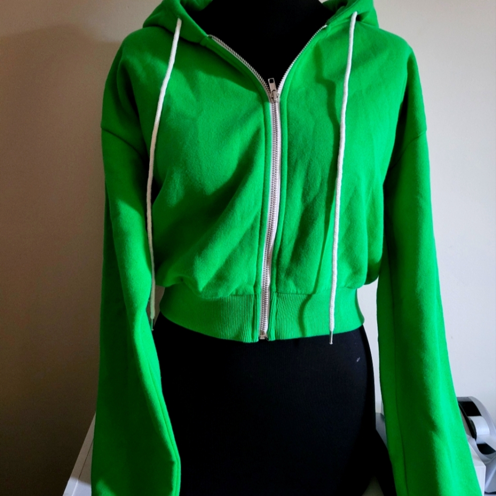 Forever 21 Women's Green Cropped Jacket